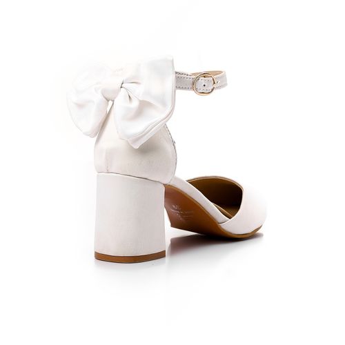 Faux Leather Bow D’Orsay Pumps - White