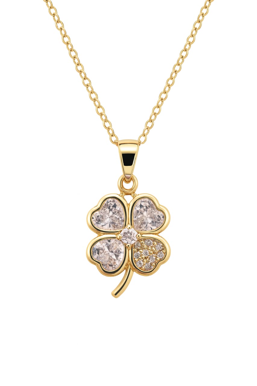 Stainless Steel Clover Pendant Necklace – Gold