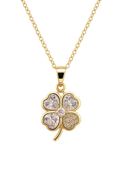 Stainless Steel Clover Pendant Necklace – Gold