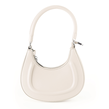 Faux Leather Pearl Chain Shoulder Bag – White