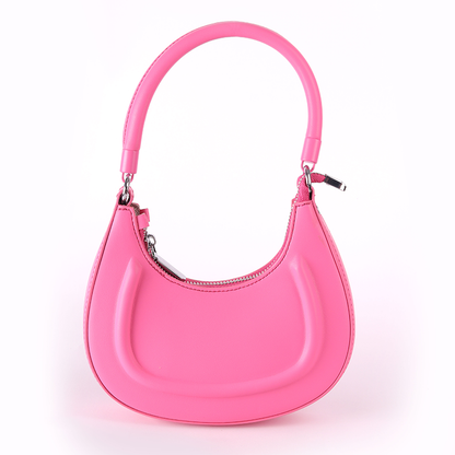 Faux Leather Pearl Chain Shoulder Bag – Fuchsia