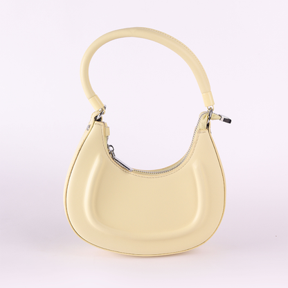 Faux Leather Pearl Chain Shoulder Bag – Yellow