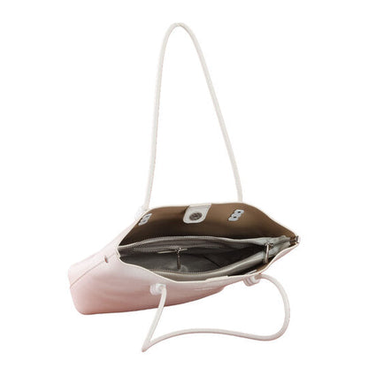 Faux Leather Solid Tote Bag - Beige