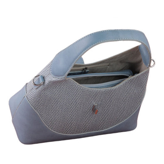 Faux Leather Solid Shoulder Handbag – Blue