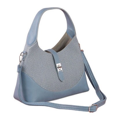Faux Leather Solid Shoulder Handbag – Blue
