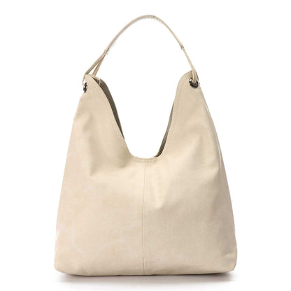 Faux Leather Hobo Shoulder Bag - Beige