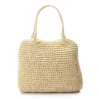 Handwoven Straw Crochet Tote Bag – Beige