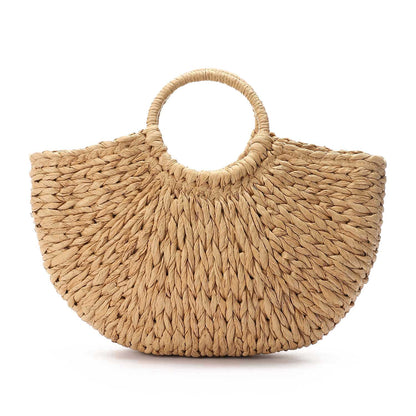 Woven Bohemian Shell Embellished Bag - Brown