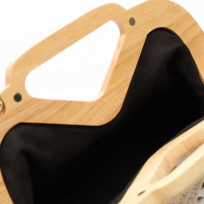 Wicker Crochet Floral Clutch Handbag – Beige