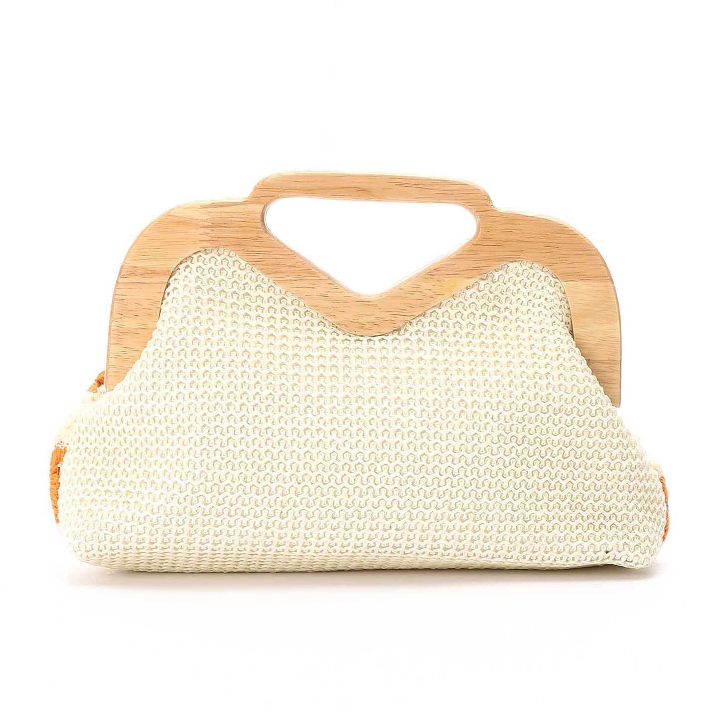 Wicker Crochet Floral Clutch Handbag – White