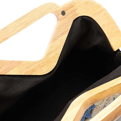 Wicker Crochet Floral Clutch Handbag – White