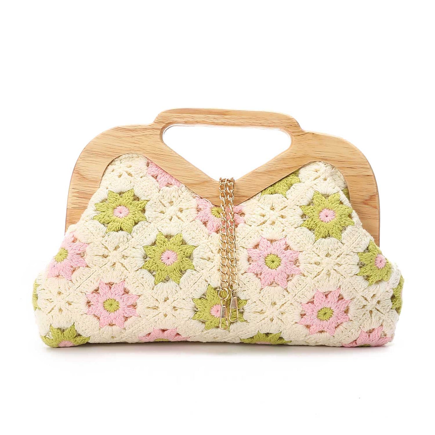 Wicker Crochet Floral Clutch Handbag – Multicolor