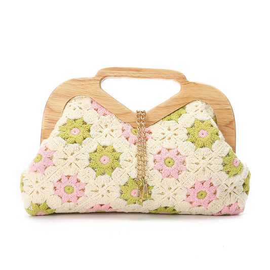 Wicker Crochet Floral Clutch Handbag – Multicolor