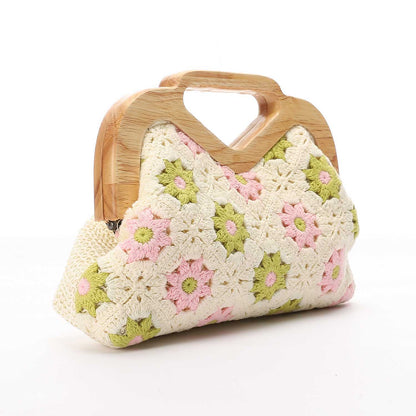 Wicker Crochet Floral Clutch Handbag – Multicolor