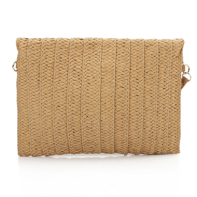 Straw Clutch Eye Bag - Brown