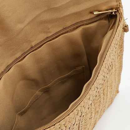 Straw Clutch Eye Bag - Brown
