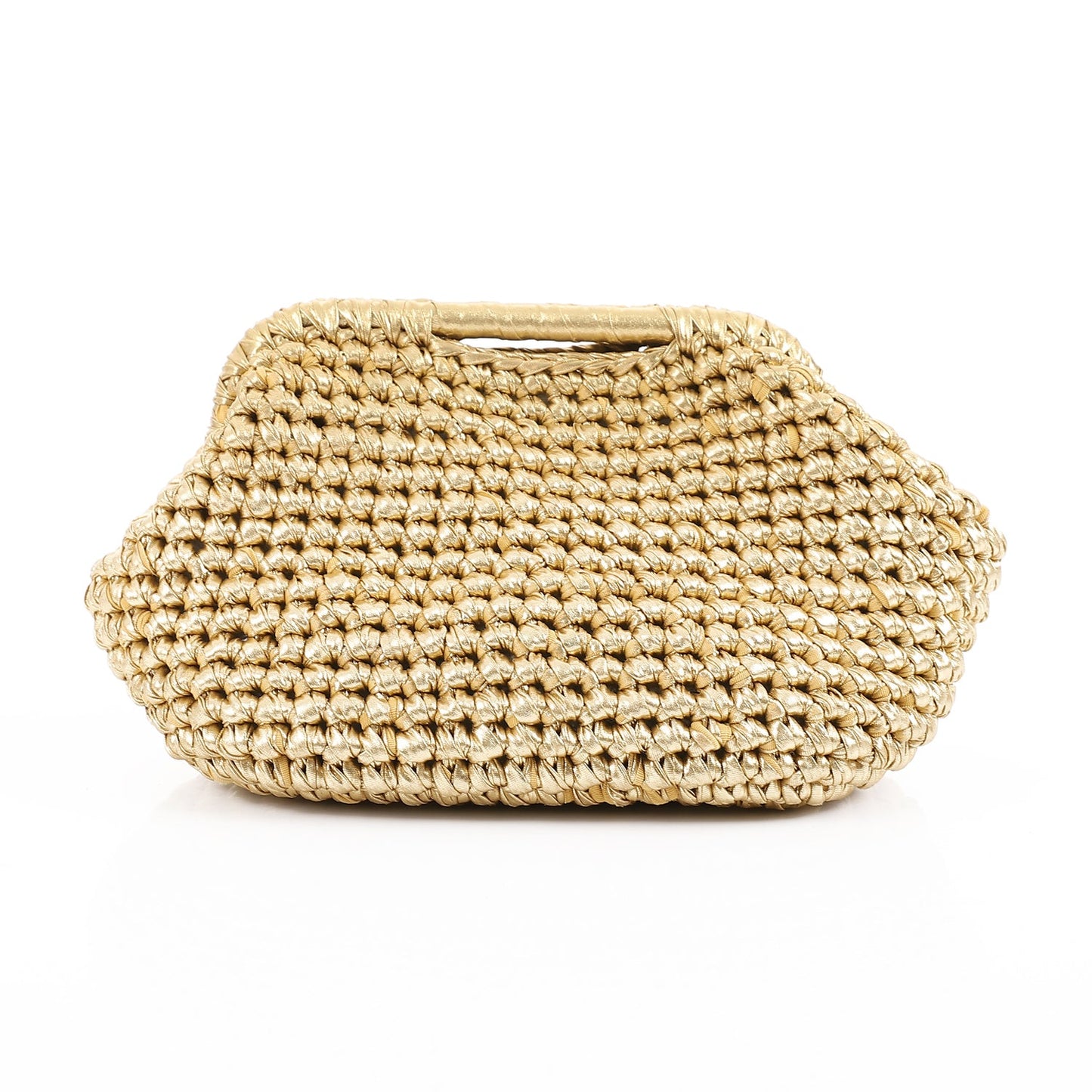 Woven Synthetic Clutch Bag – Gold