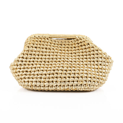 Woven Synthetic Clutch Bag – Gold
