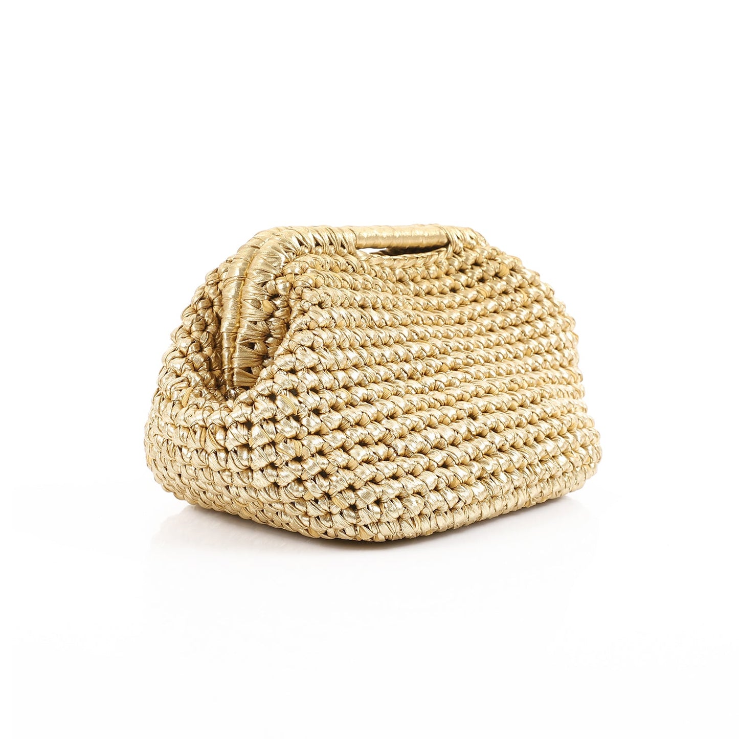 Woven Synthetic Clutch Bag – Gold