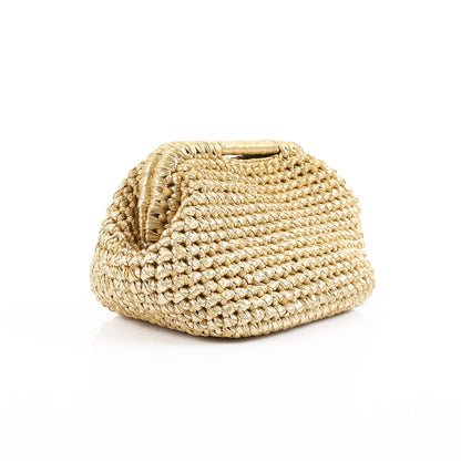 Woven Synthetic Clutch Bag – Gold