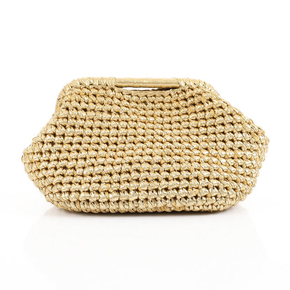 Woven Synthetic Clutch Bag – Gold