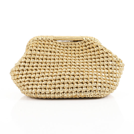 Woven Synthetic Clutch Bag – Gold