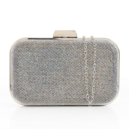 Synthetic Textured Hardcase Clutch – Silver
