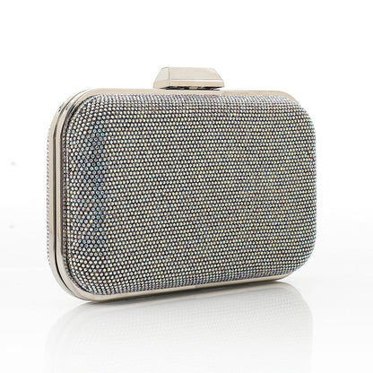 Synthetic Textured Hardcase Clutch – Silver