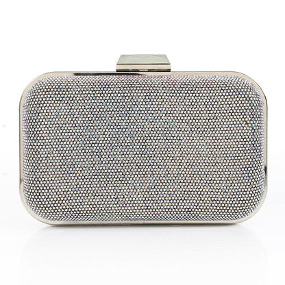 Synthetic Textured Hardcase Clutch – Silver