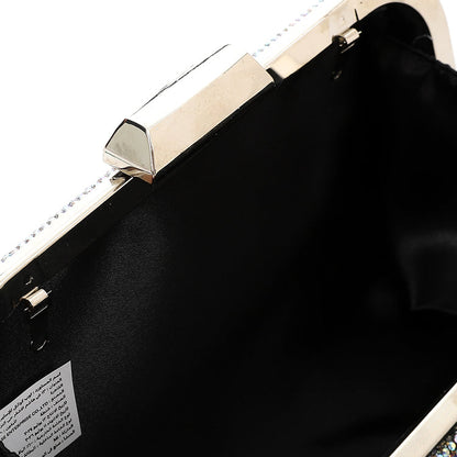 Synthetic Textured Hardcase Clutch – Silver