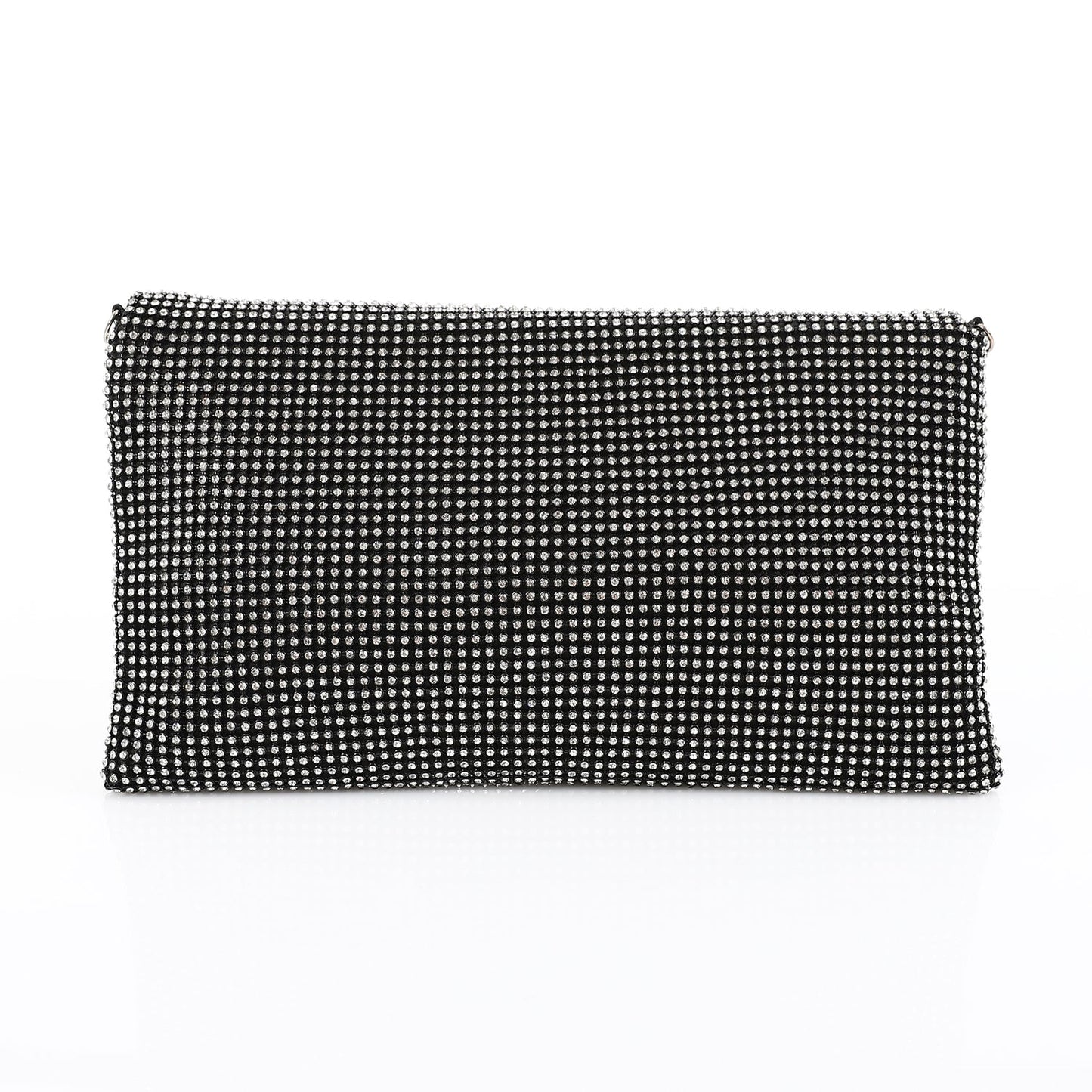 Fabric Rhinestone Pattern Evening Clutch – Black