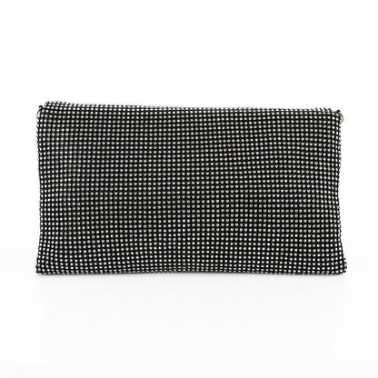 Fabric Rhinestone Pattern Evening Clutch – Black