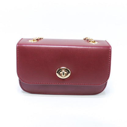 Faux Leather Box Flap Cross Bag - Burgundy