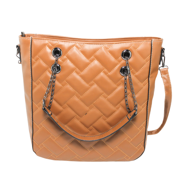 Faux Leather Shoulder Bag - Light Brown