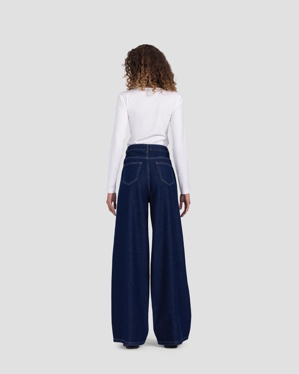 Denim Basic Wide-Leg Pants - Blue