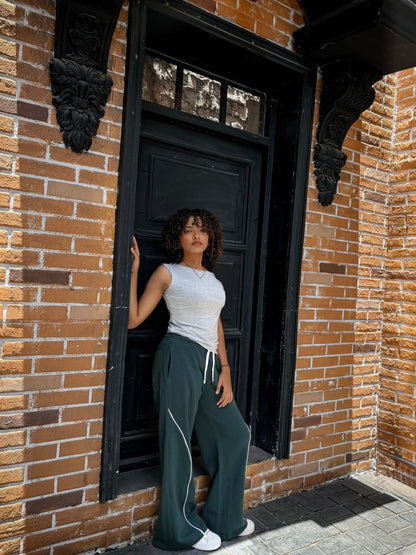 Cotton Asymmetric One-Shoulder Top – Light Grey