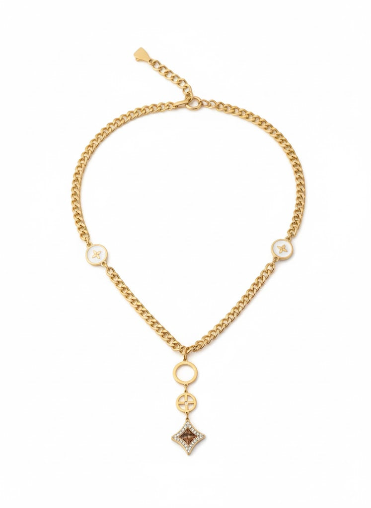 Stainless Steel Y-Drop Chain Necklace – Gold