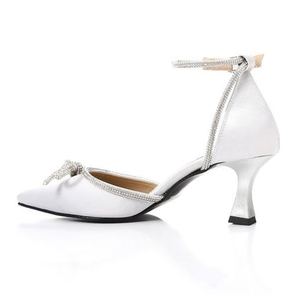 Satin Bow Classic Shoes - White