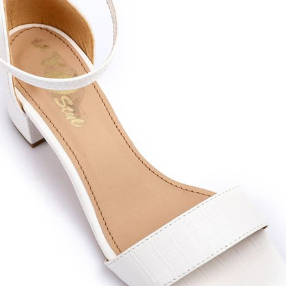 Faux Leather Ankle-Strap Sandals - White