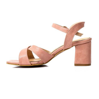 Faux Leather Open-Toe Cut-Out Block Heel Sandal