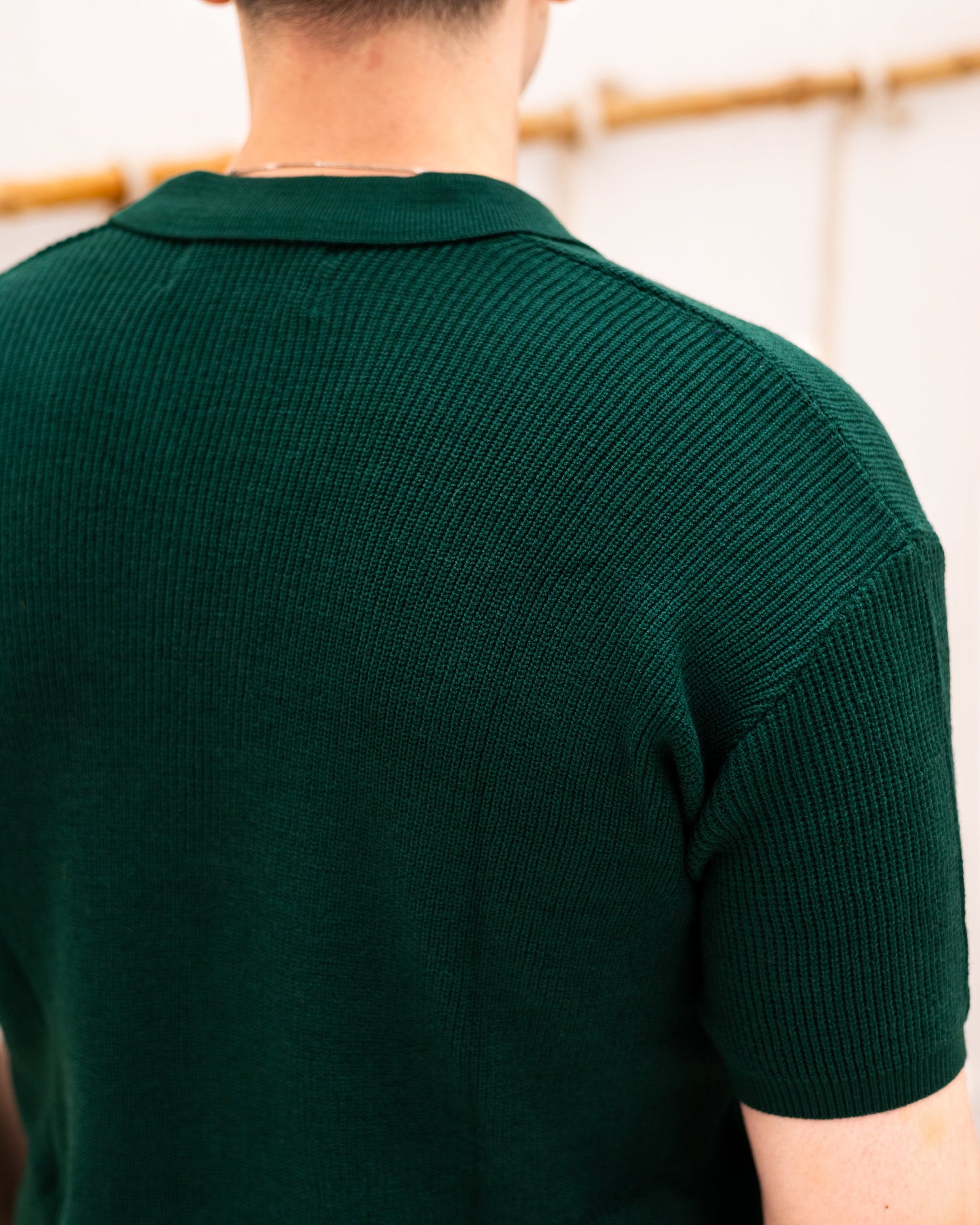 Knitted Polo T-Shirt - Emerald Green