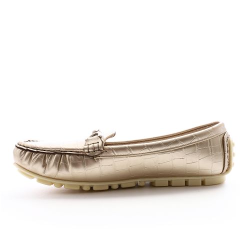 Faux Leather Croc-Embossed Loafers – Gold