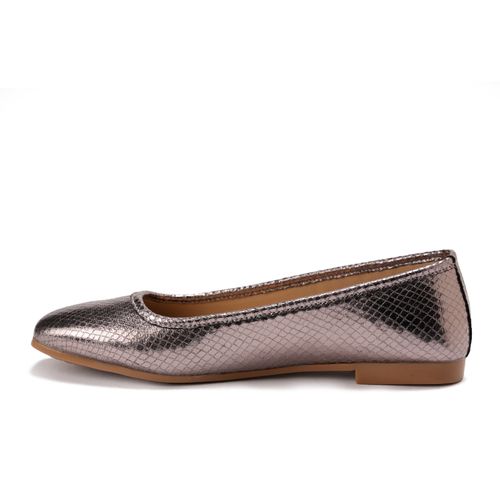 Faux Leather Comfortable Flat - Bronze