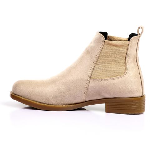 Leather Suede Chelsea Boots - Beige