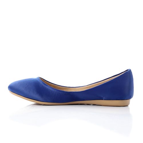 Suede Texture Ballet Flats – Blue