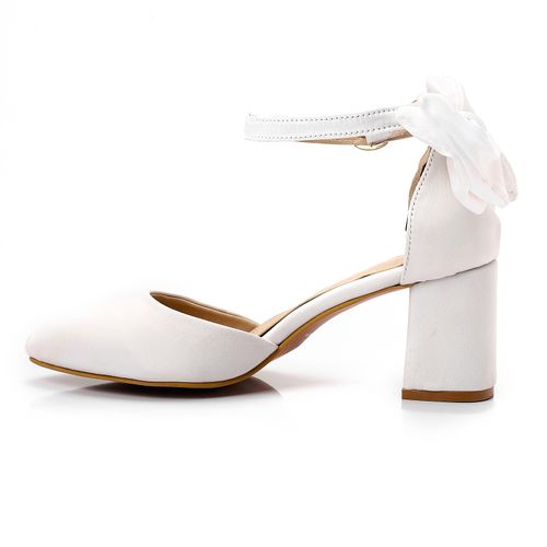 Faux Leather Bow D’Orsay Pumps - White