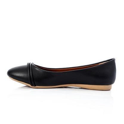 Faux Leather Knotted Pointed Flats – Black