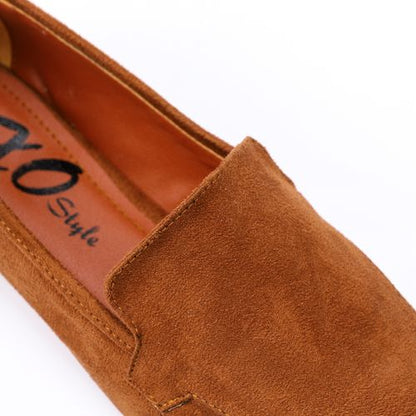 Suede Pointed Slip-On Loafers – Light Tan