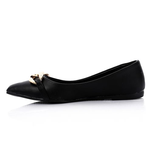 Leather Comfortable Ballerina - Black