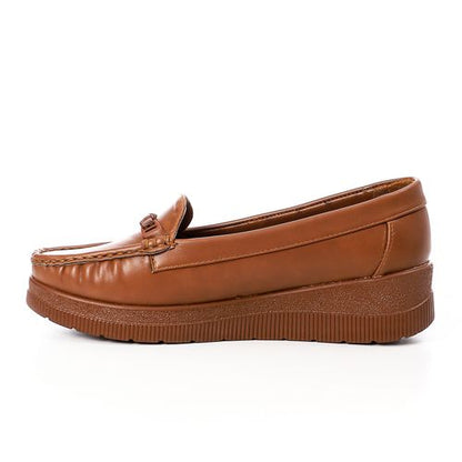 Faux Leather Platform Loafers – Tan